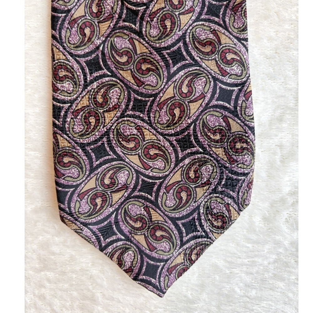 Talbott Studio Men's Paisley Purple Gold Black Silk Woven Designer‎ Classic Tie